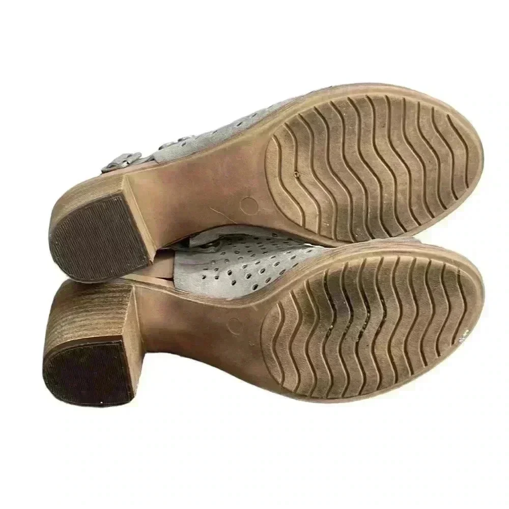 Anthropologie Sophia Milano Suede Perforated Open Toe Shoetie Sandal Siz…